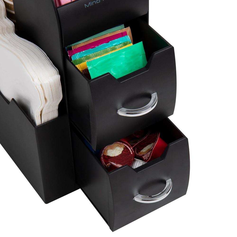 Mind Reader Cup and Condiment Station, Countertop Organizer, Single, Black
