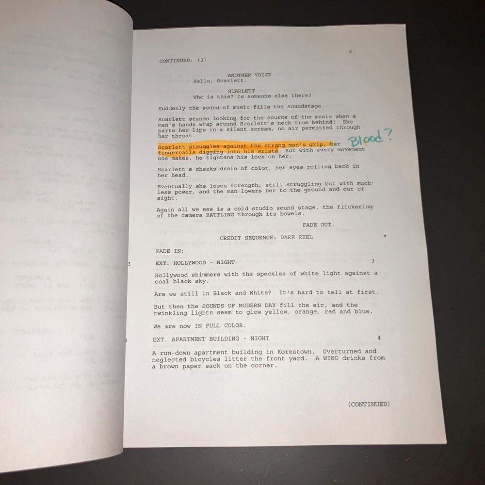 DARK REEL (2008) Horror Script w/Dead Body Highlights + Shooting Schedule + COA!