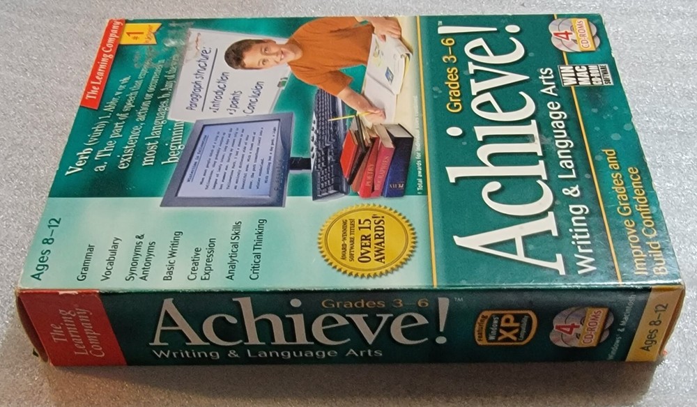 Achieve! Writing & Language Arts Grades 3-6 CD Learning Software Windows & Mac