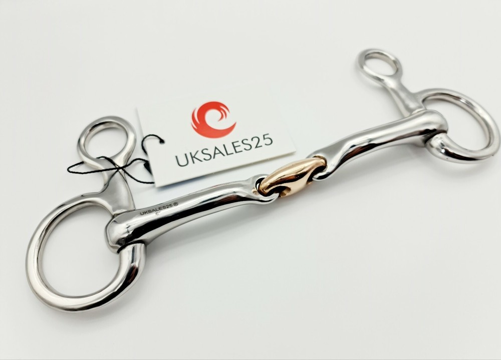 Hanging Cheek Snaffle Bit Curved 14MM SS Copper Lozenge (*SAME DAY DISPATCH*)