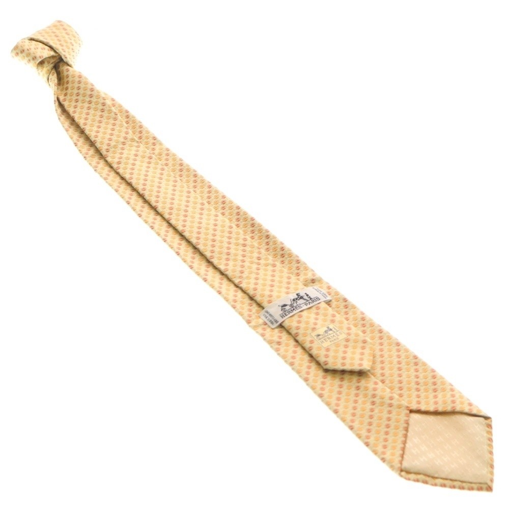 Hermes All-Over Pattern Silk Tie Yellow