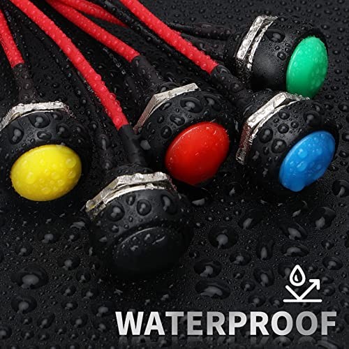 6PCS 12mm Momentary Push Button Switch Mini Round Waterproof SPST Switch Black