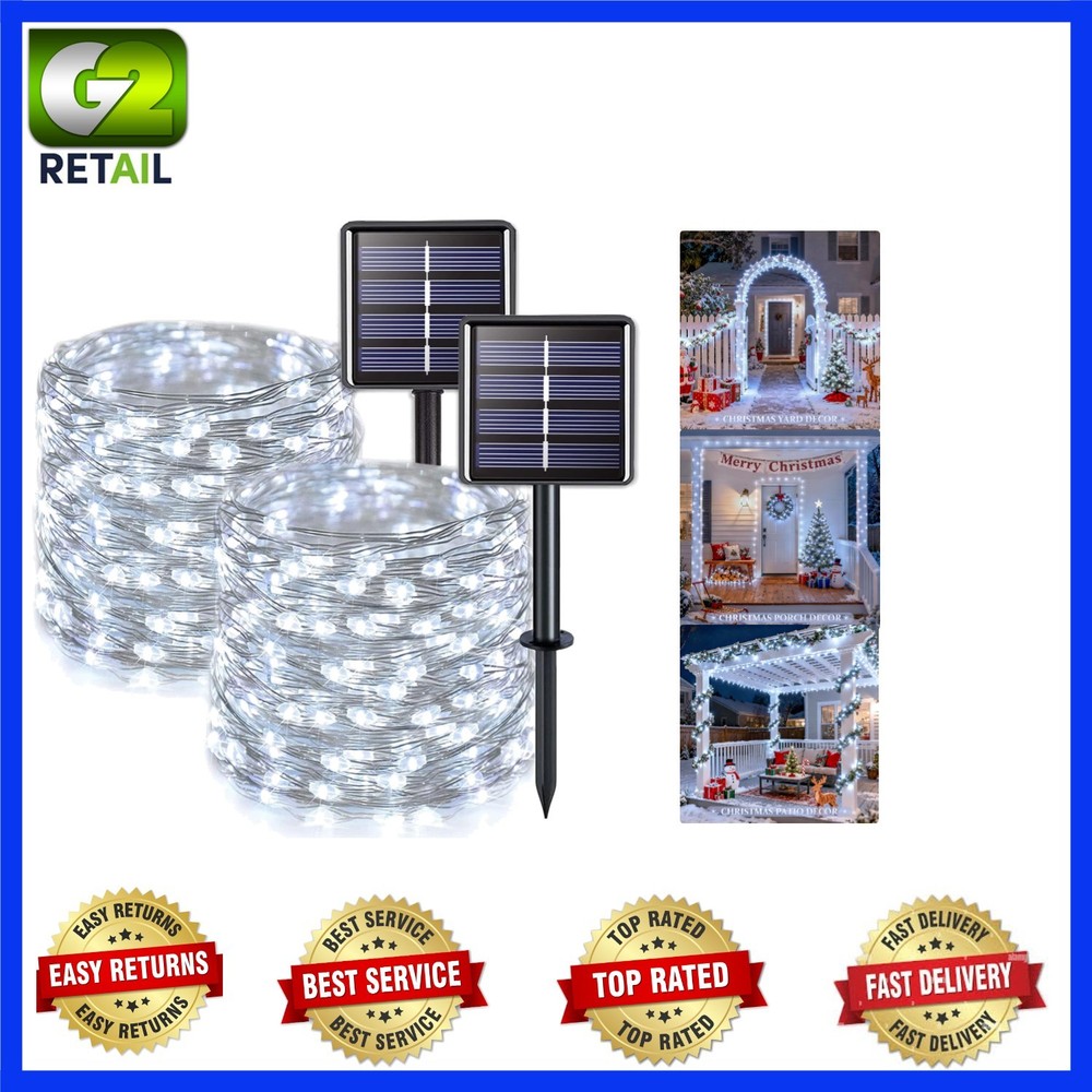 Enchanting 2 Pack Solar Fairy Lights | 33FT Copper LED Strings for Classy Decor