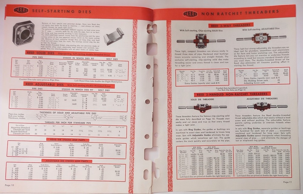 1950's REED Plumbing Tools Catalog Supplement