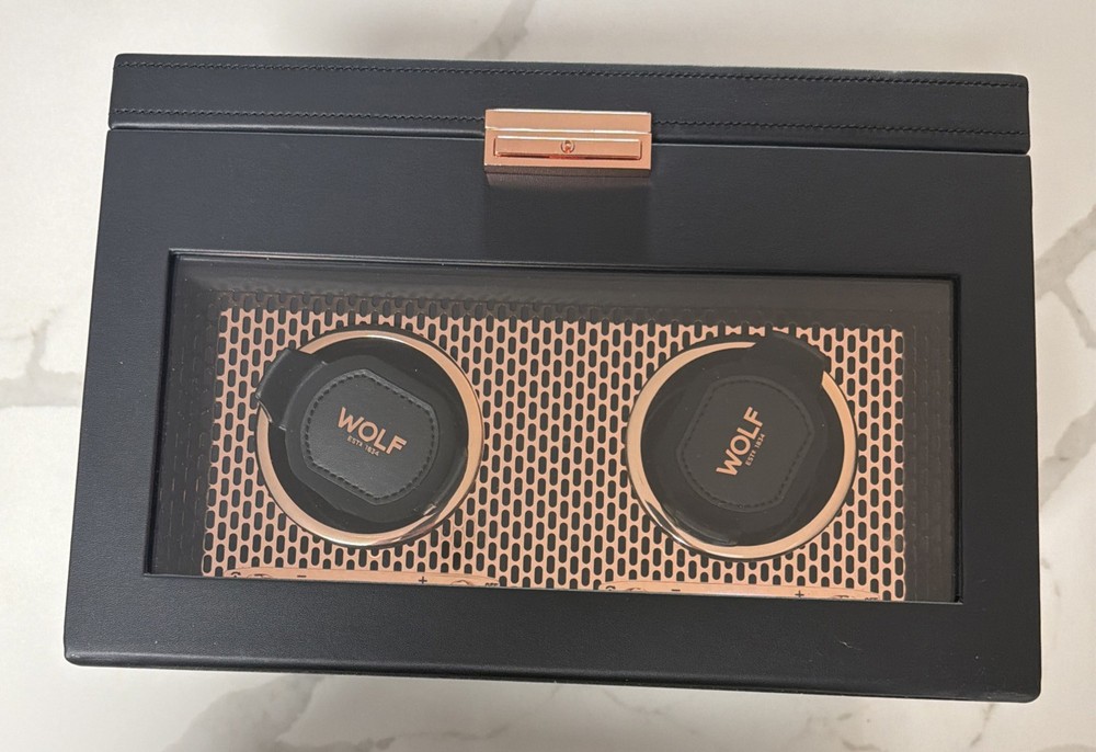 WOLF Axis Double Watch Winder with Storage - Copper - 469316 - Read
