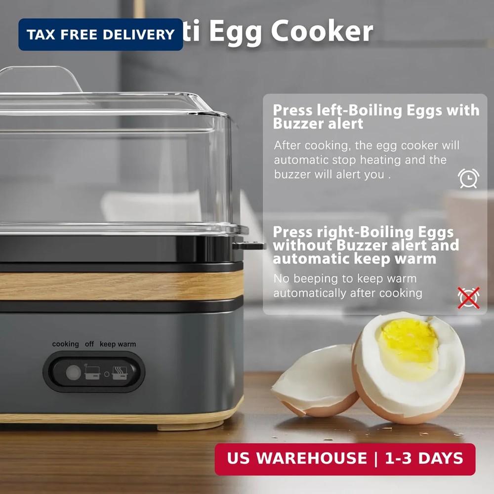 Evoloop Rapid Egg Cooker Electric 6 Eggs Capacity, Soft, Medium, Hard Boiled, Po