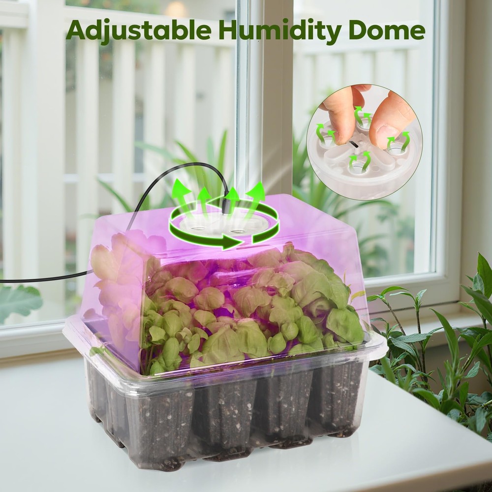 Seed Starter Kit with Grow Light, Elevated Seedling Tray Kit with Adjustable ...