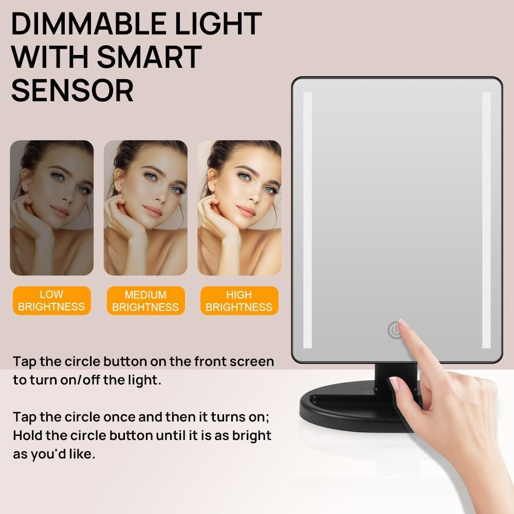 Lighted Makeup Mirror with Lights Vanity Makeup Mirror with Adjustable Bright...