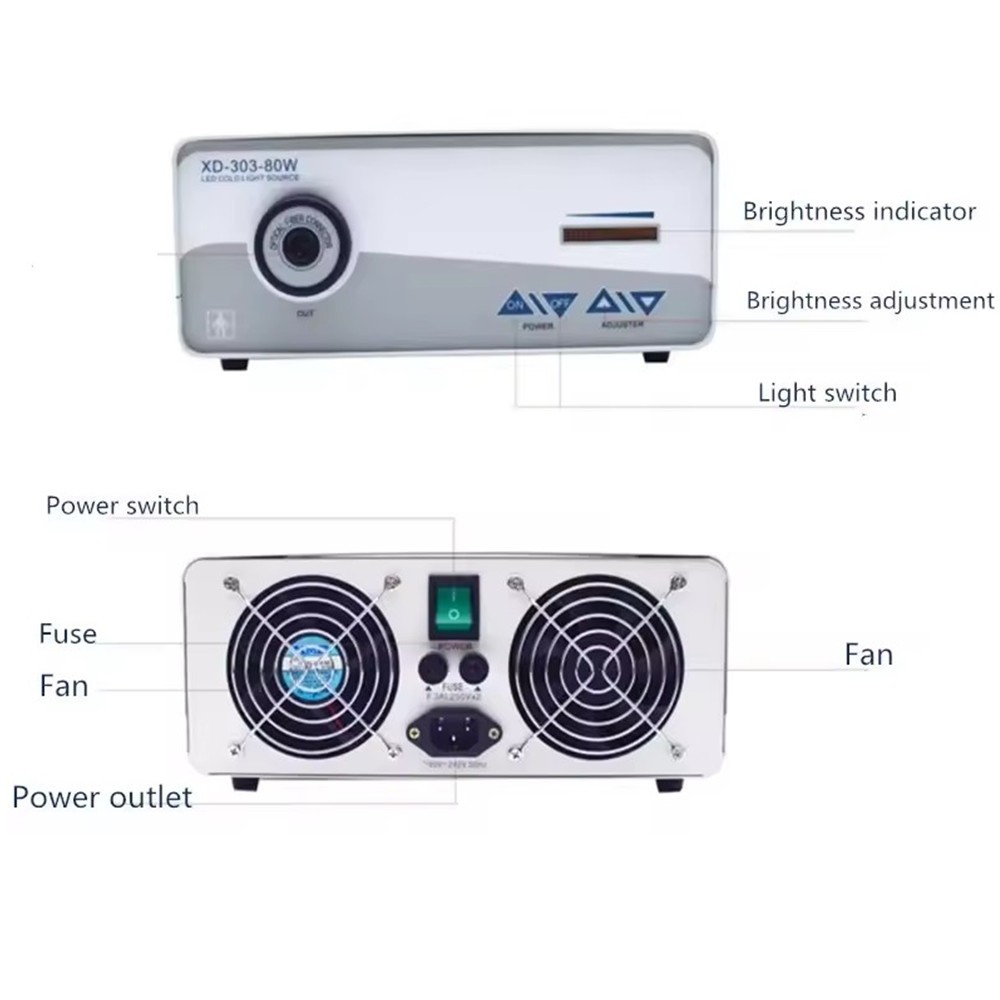 80W LED Medical Cold Light Source for Endoscopy & Surgical Inspection