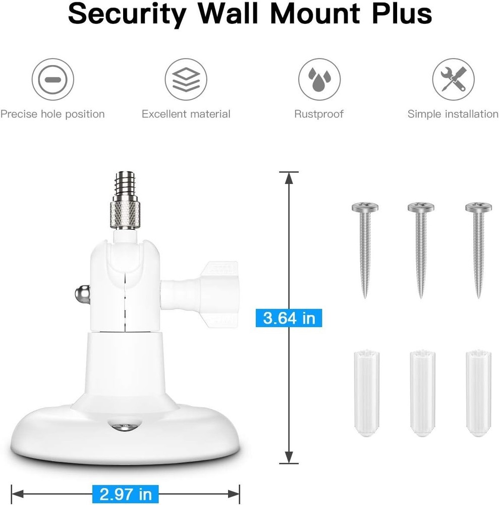 Waterproof Adjustable Mount for Security Cameras - 2-Pack White Brackets