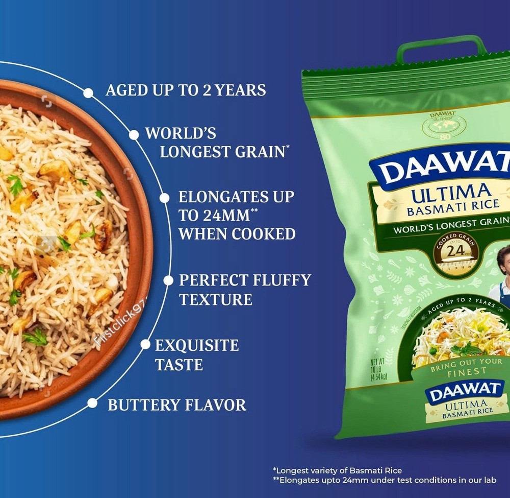 Ultima Basmati White Rice - Authentic Extra Long Grain Basmati Rice - 10 Lb Bag
