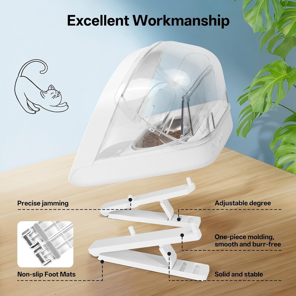Adjustable Stand for Micro Chip Automatic Pet Feeder and Connect, White