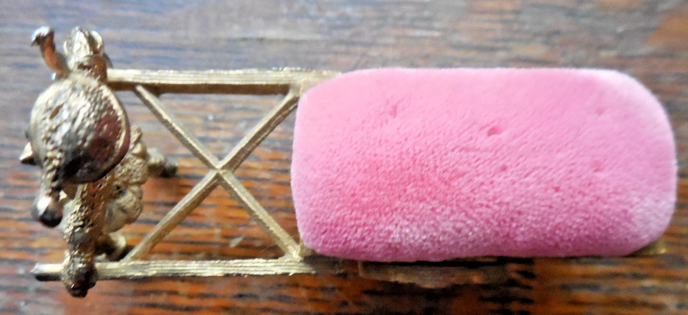 Vintage Pixie Elf Pulling Pin Cushion Cart SF Sam Fink