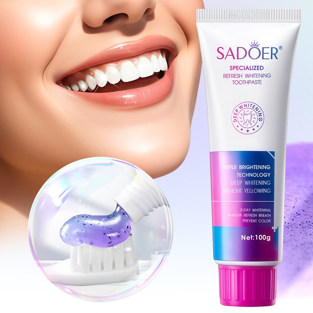 White Purple Toothpaste for Teeth Whitening, Helps Remove Yellow Tooth Stains