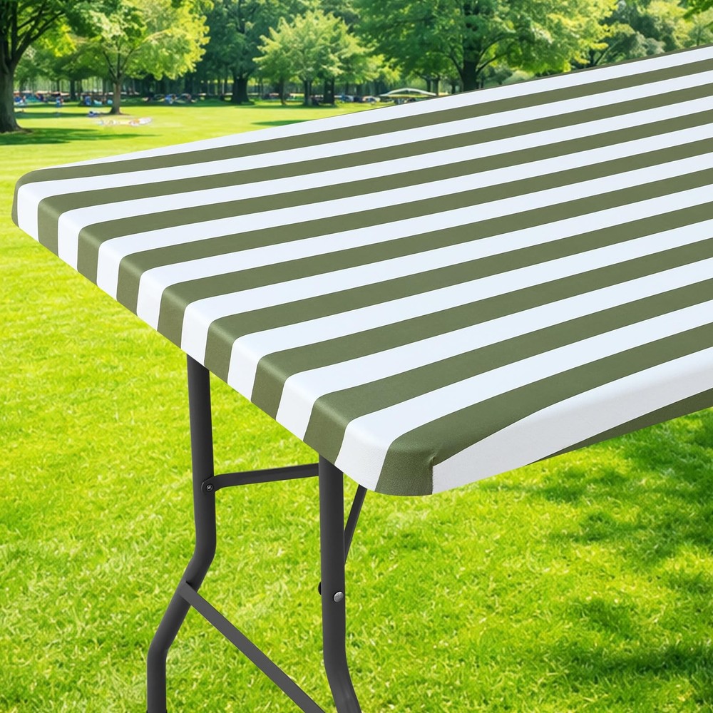 Rectangle Fitted Table Cloth, Waterproof Spandex Elastic Tablecloths, Fits fo...