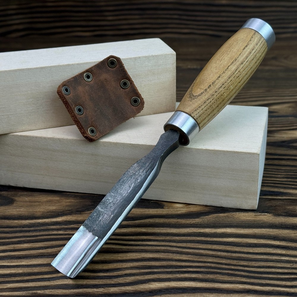 Wood Carving Gouges Set. Curved Chisels with Sheaths. Gift for Detail Carver.