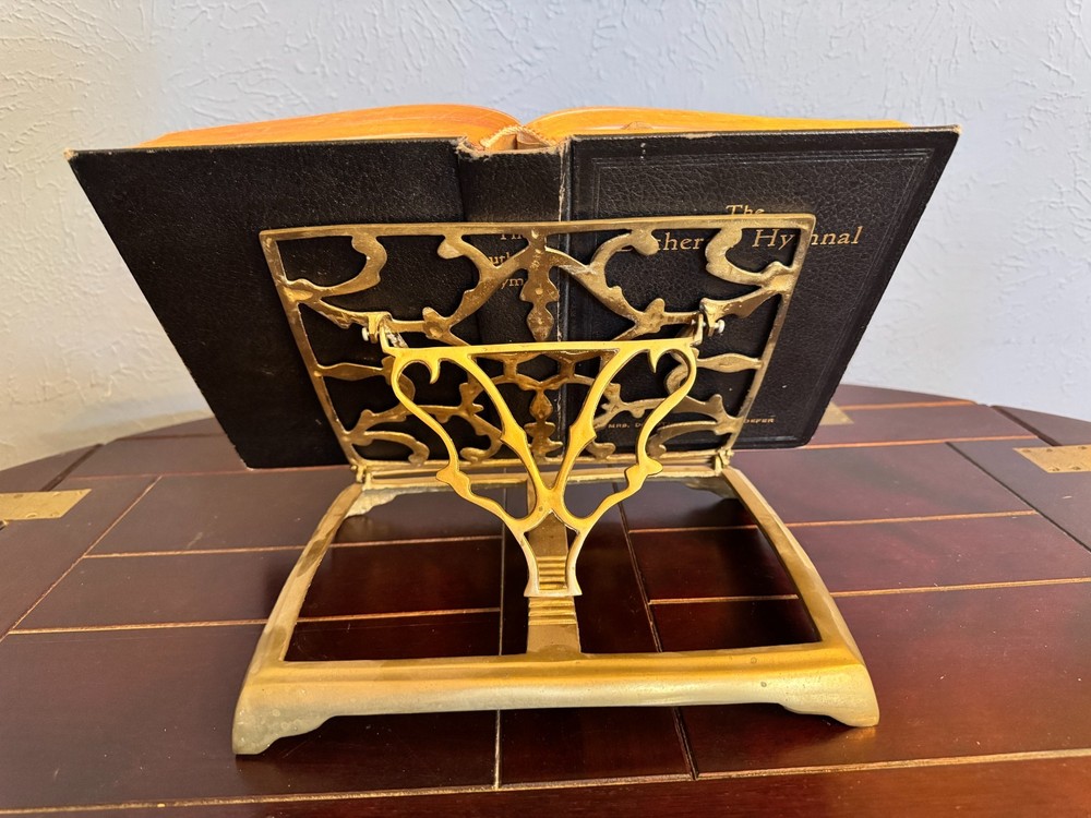 Vintage Solid Ornate Brass Folding Adjustable Book/Bible stand