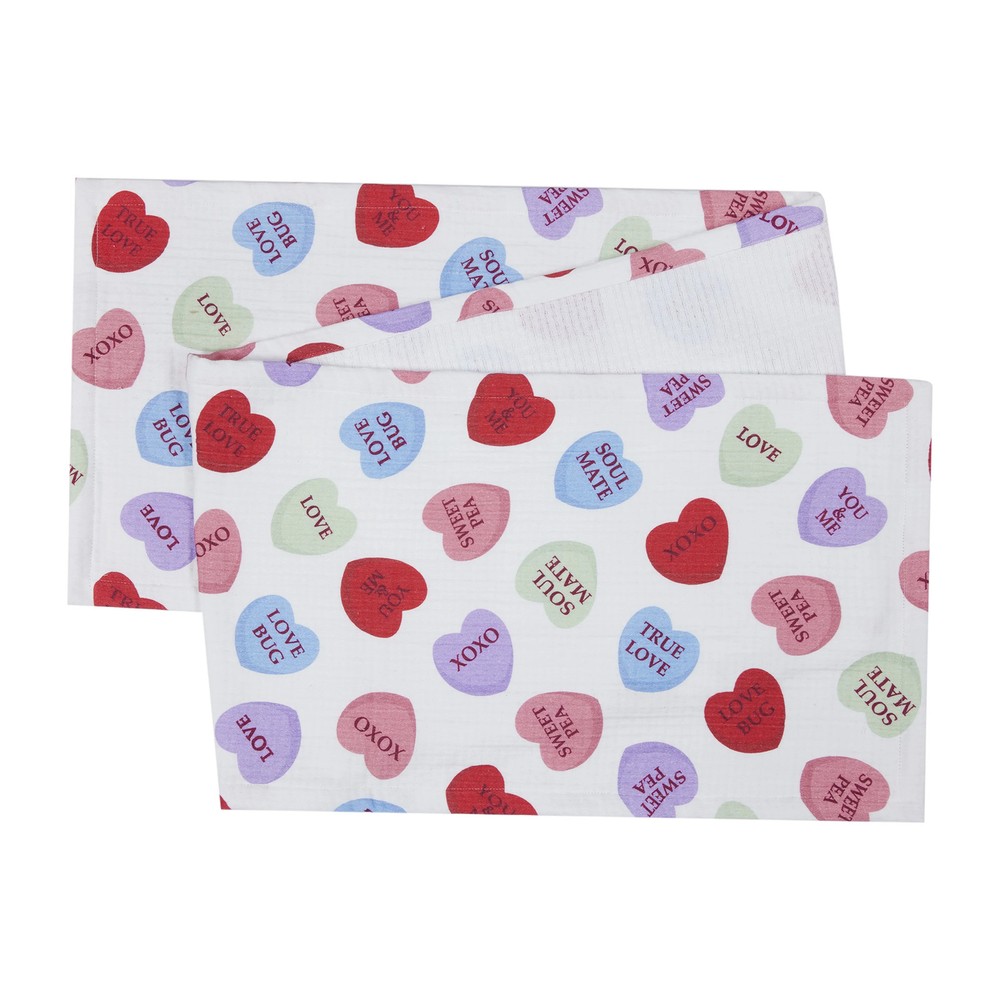 Conversation Hearts Table Runner Cotton