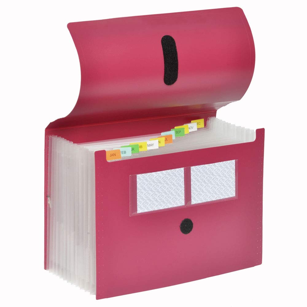Fully extendable 52825 Expander File, Polypropylene, 12 Compartments, Bordeaux,