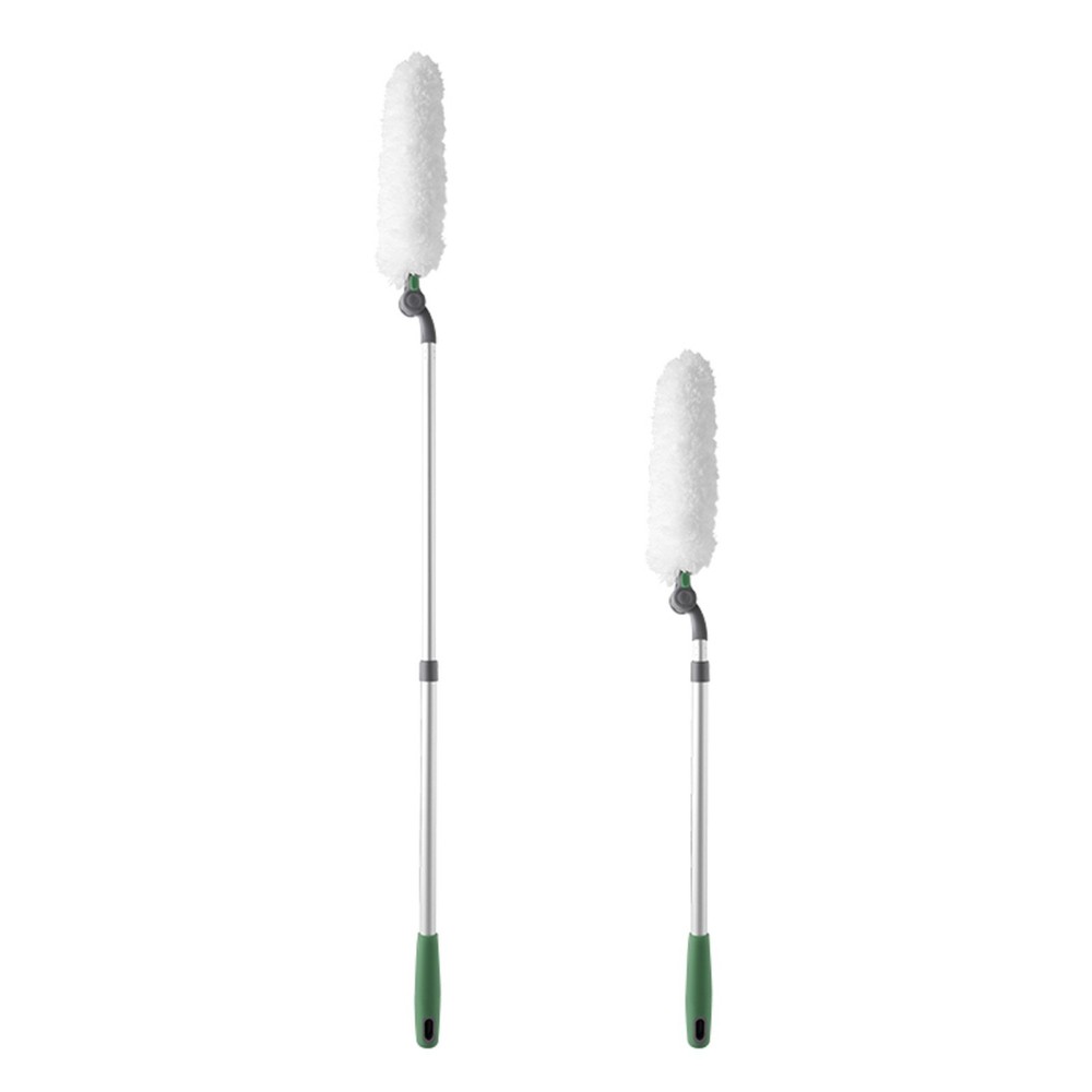 Long Handle Duster with Extension - Reusable & Easy Home Cleaning Tool, White