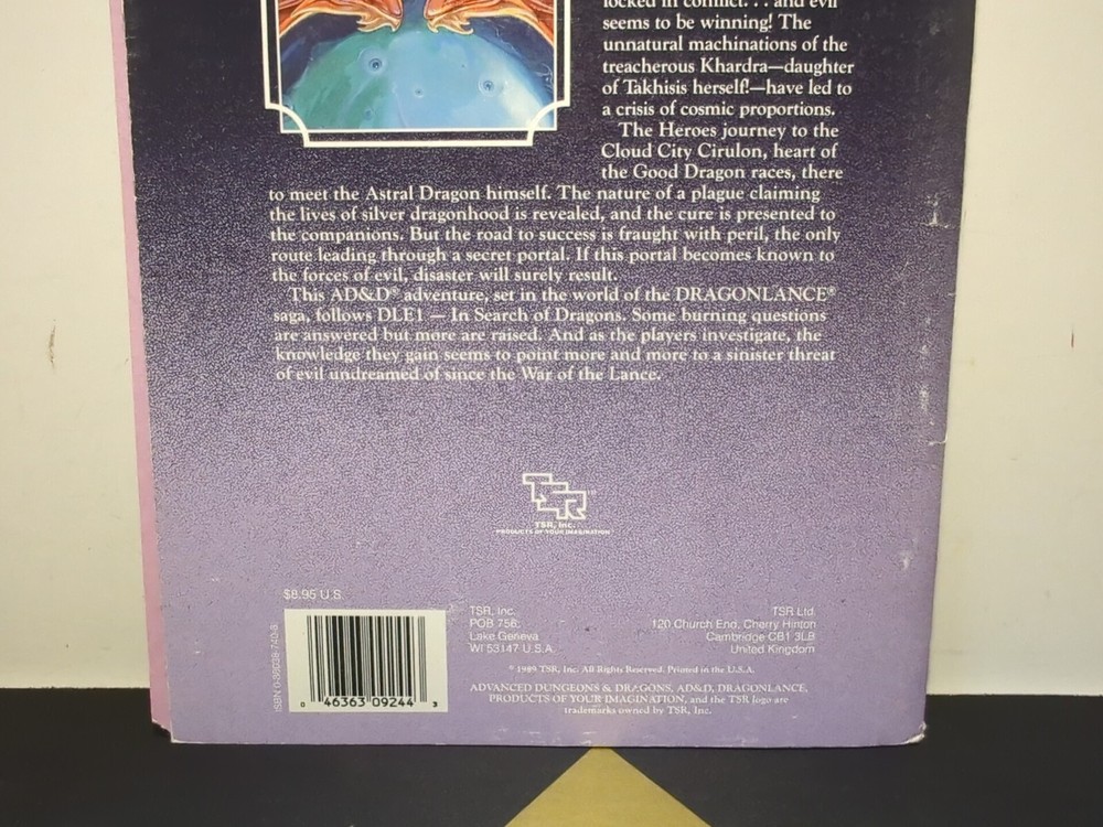 TSR Dragonlance DLE2 Dragon Magic 9244 Advanced Dungeons & Dragons With Map