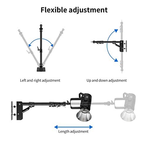 Adjustable Wall Mount Triangle Boom Arm 39.37" for Ring Light & Studio Lighting,