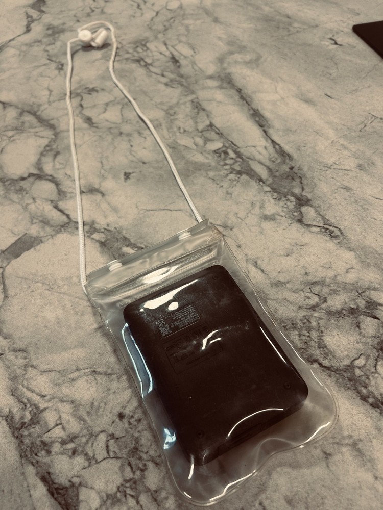 clear waterproof pouch / dry bag with neck strap