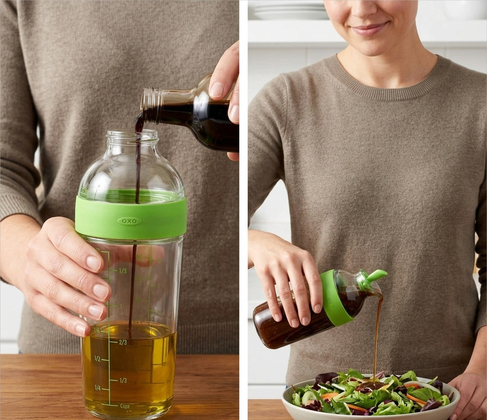 SoftWorks Salad Dressing Shaker, 12 oz, Green