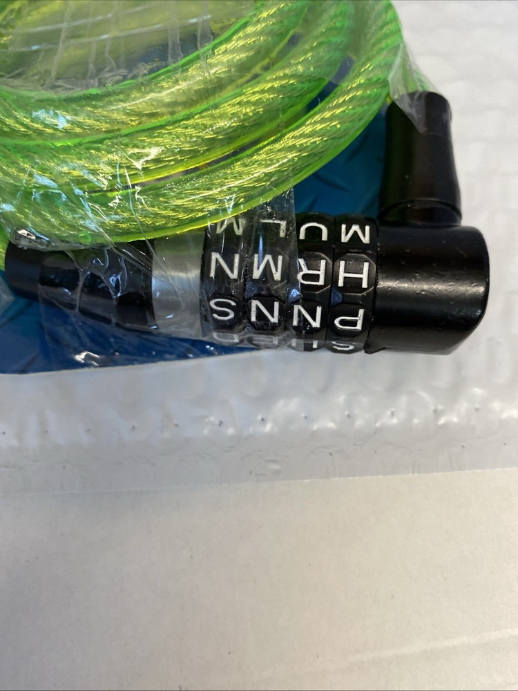 WordLock Resettable Combination Cable Lock 4 ft x 8 mm, Neon Green