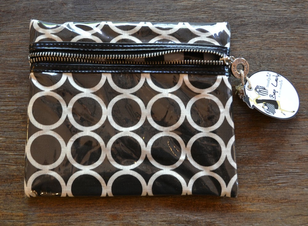 Mud Pie Black & White Circles Zippered Makeup / Toiletries Case