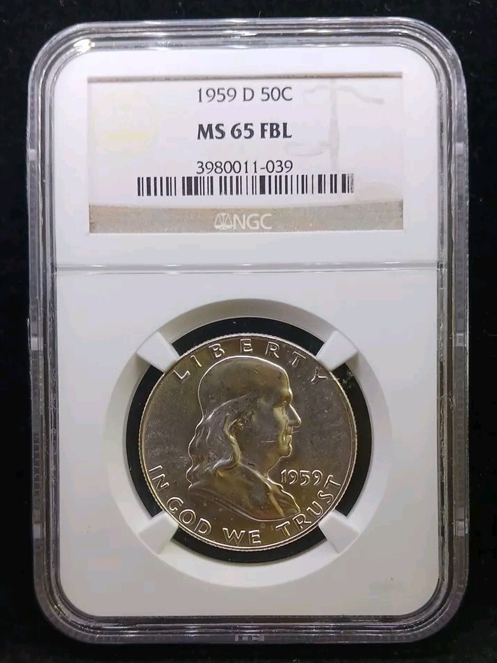 1959 D NGC MS65FBL Franklin HALF Dollar Coin