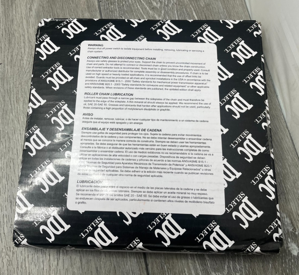 60 LB Chain IDC Select 60-1R Solid Bushing/Solid Roller Chain, 10 FT