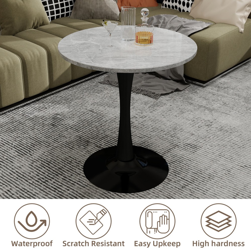 27.6-inch black coffee table, mid-century modern style dining table, accommoda