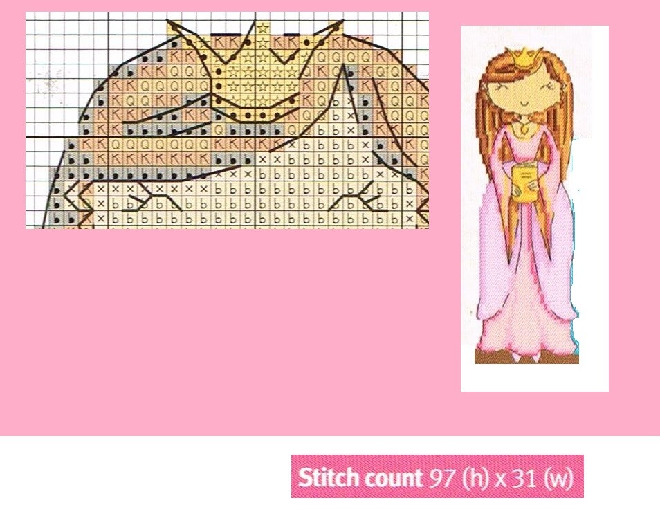 " PRINCESS "  CROSS STITCH  BOOKMARK PATTERN ONLY