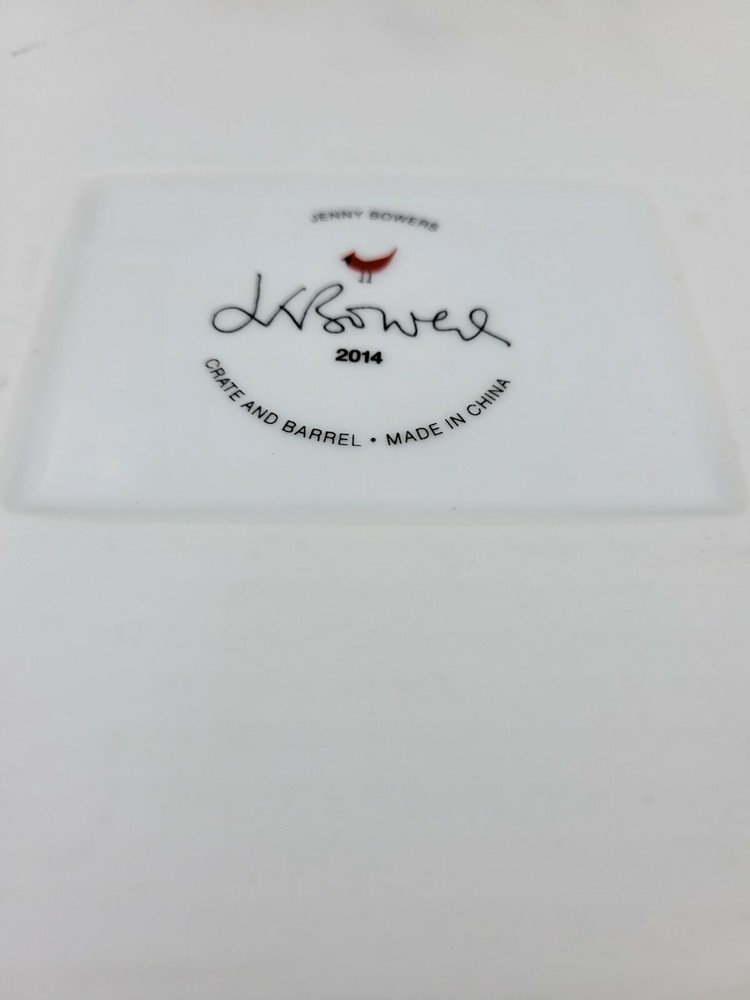 CRATE & BARREL Jenny Bowers Rectangular Christmas Serving Platter Santa Gift