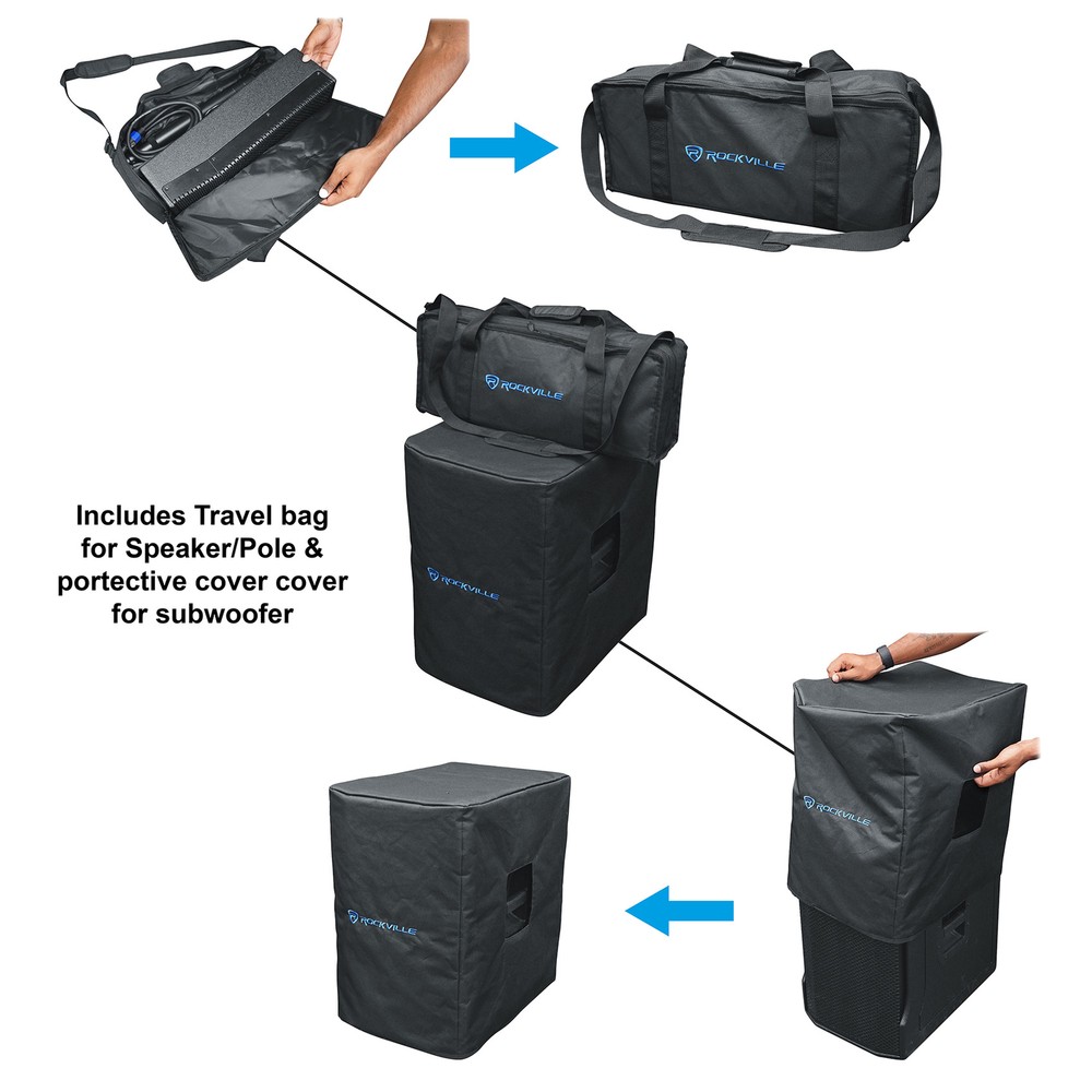 DJ Package w/(2) TITAN COLUMN 12 Powered Array Column Speakers+Subwoofer+Facade