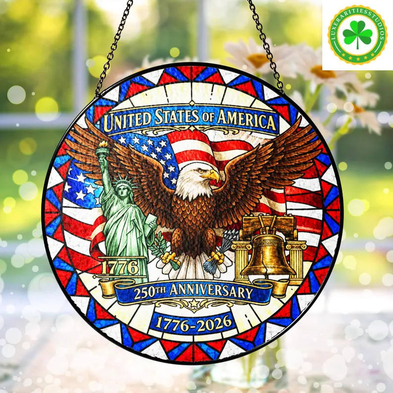 American 250th Anniversary Stained Glass Suncatcher