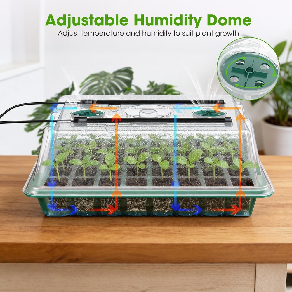 Seed Starter Tray with Grow Light, 2 Pack 80-Cell Seedling Starter Kit with S...