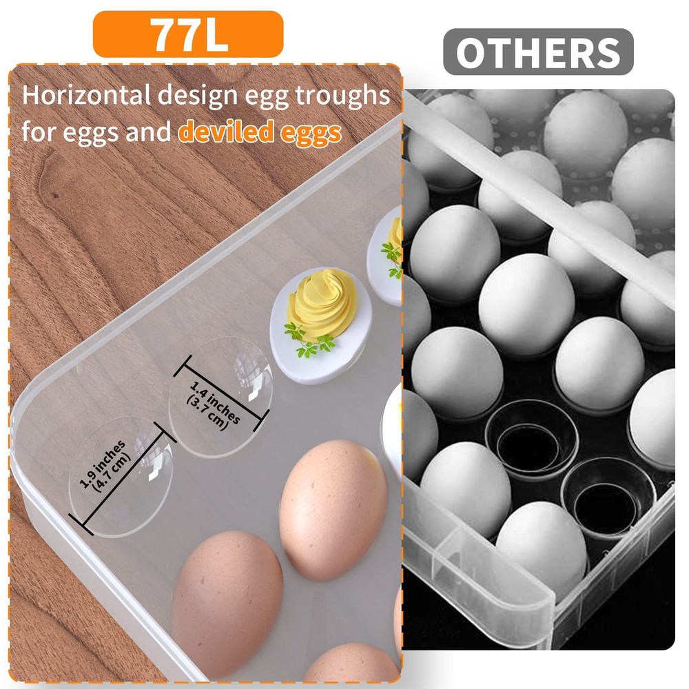 77L Deviled Egg Containers with Lid, (Set of 2), Plastic Egg Holder for Refri...