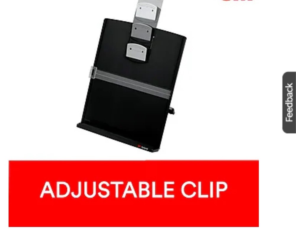3M Document Stand with Clip & Guide Bar Black (DH340MB)