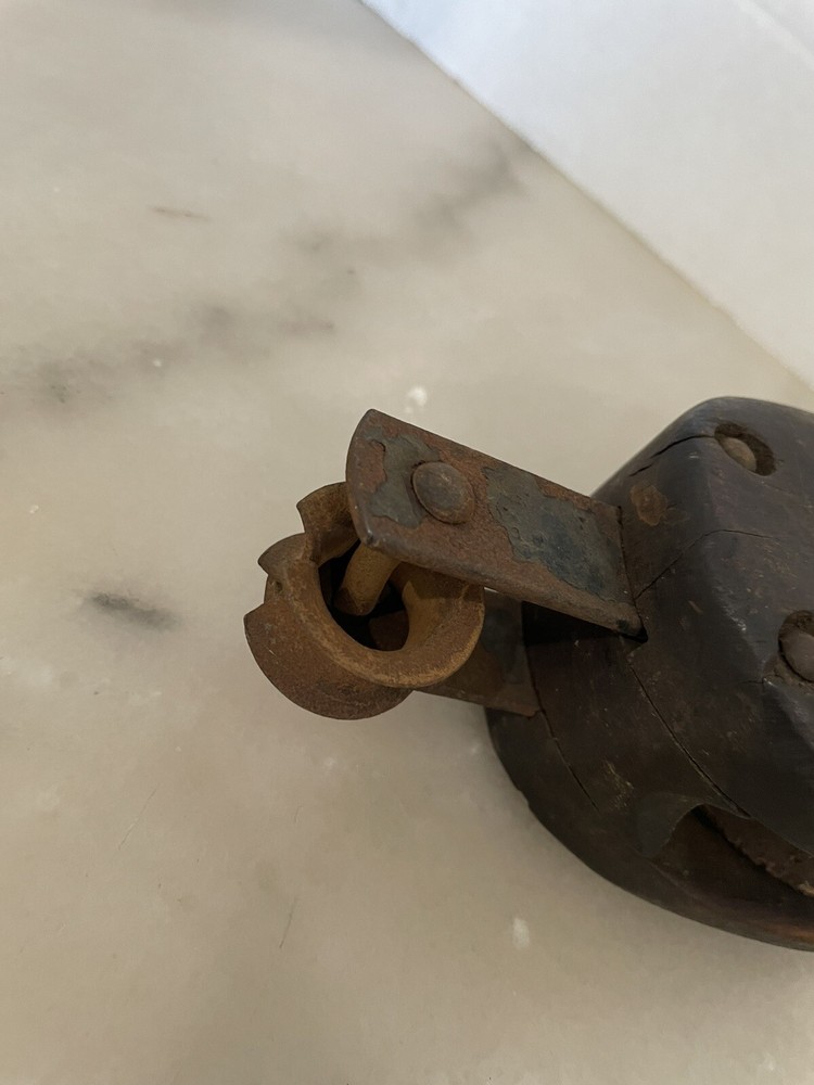 Antique Wood And Iron Pulley