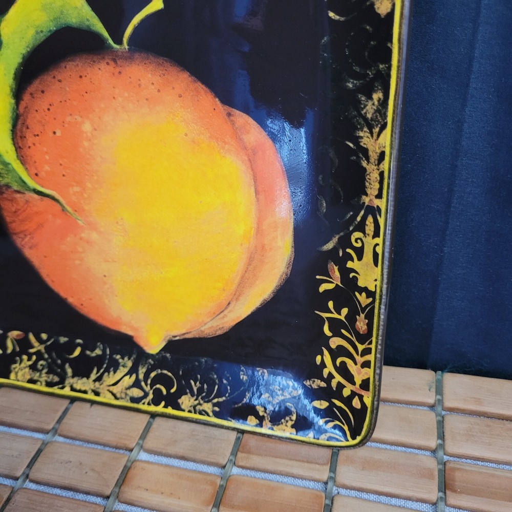 Damask Plate Peach Fruit Square 8.25"