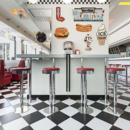 Eat Here Arrow Embossed Metal Sign