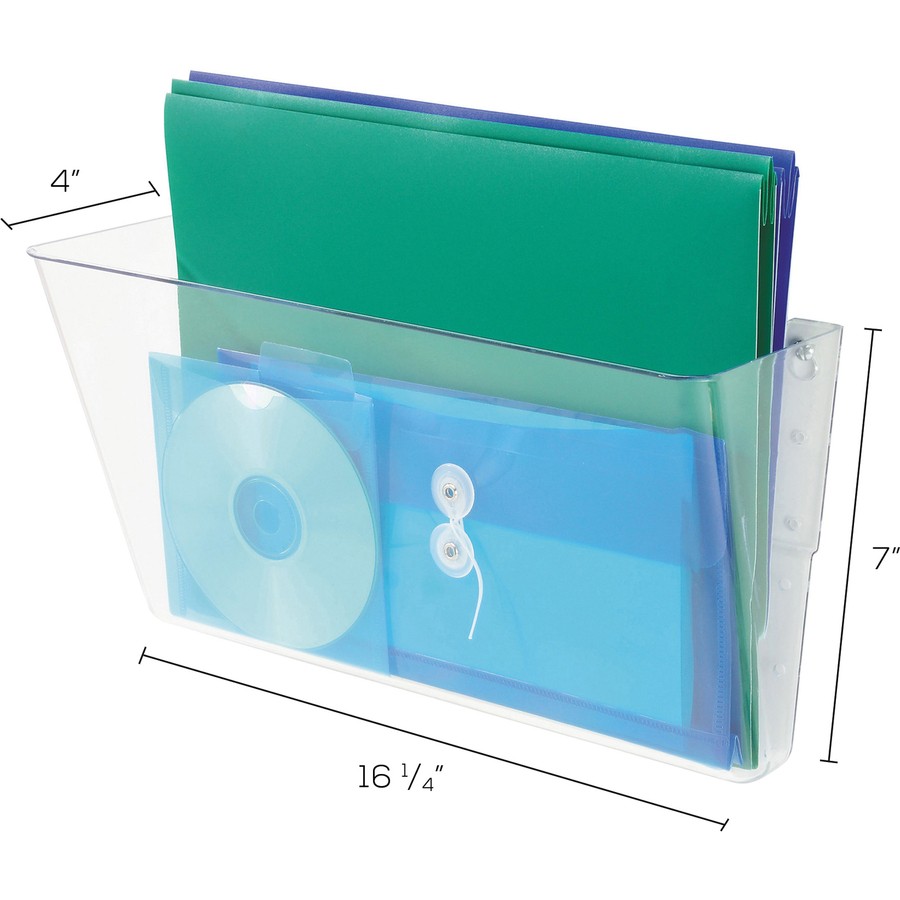 Deflecto DEF74301 Stackable Wall Pocket Clear 7x16.3x4 in