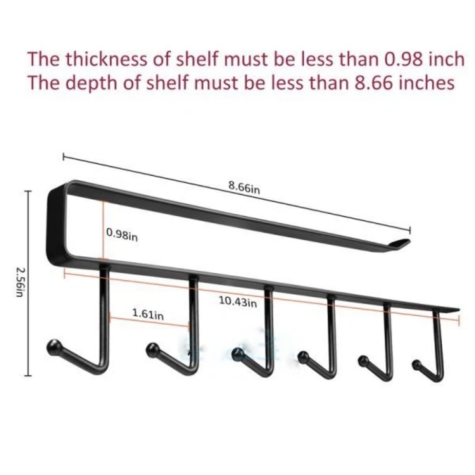2P Under-Shelf Mug Holder Rack – Kitchen Cabinet Coffee Cup Storage Hooks-%%