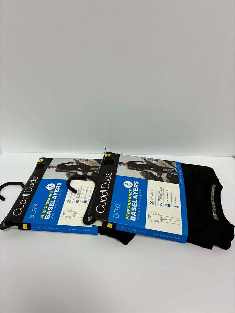 Cuddl Duds Performance Baselayers 4 Piece Set Boys Sz MEDIUM BLACK
