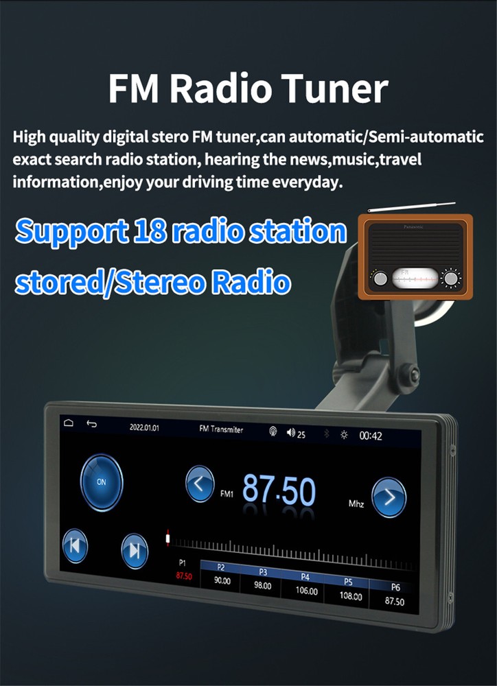 Radio Stereo HD LCD Display Touch Screen Multimedia Player With Reverse Camera
