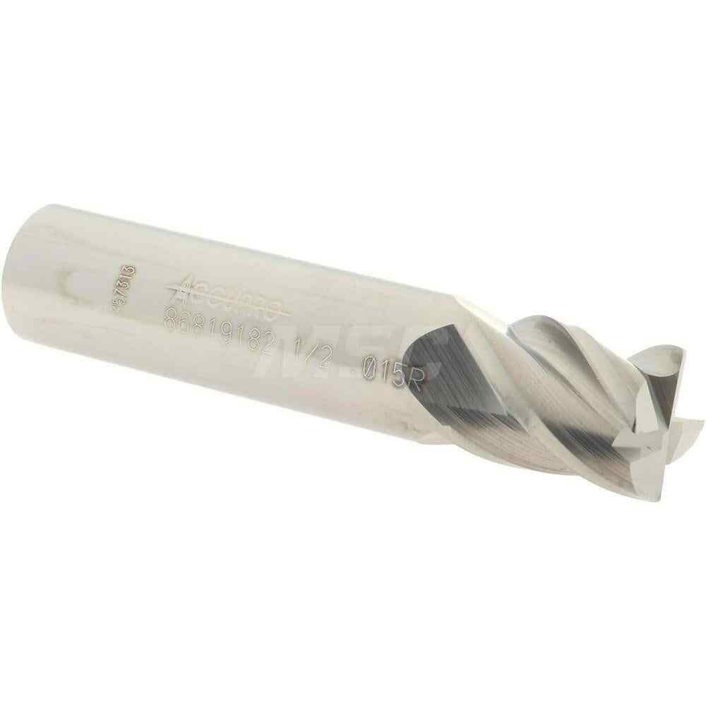 Accupro 1/2" Diam 4 Flute Single End Solid Carbide 0.015" Corner Radius End M...