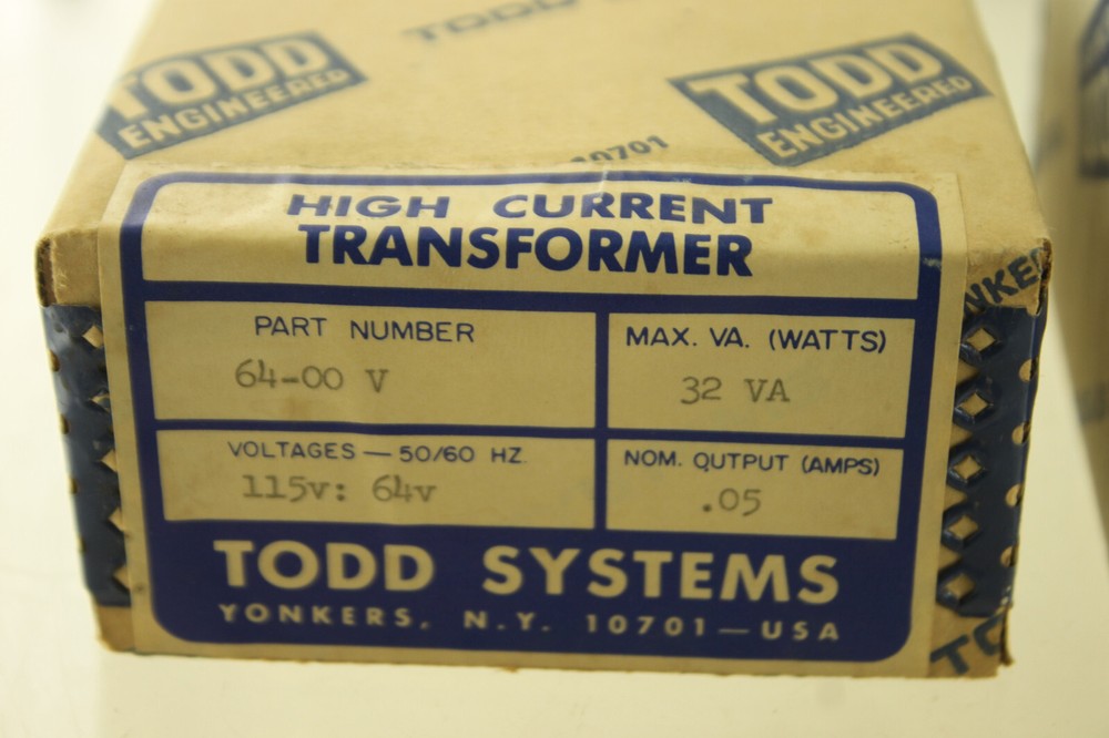 TODD Systems 6400V 115v High Current Transformer NOS