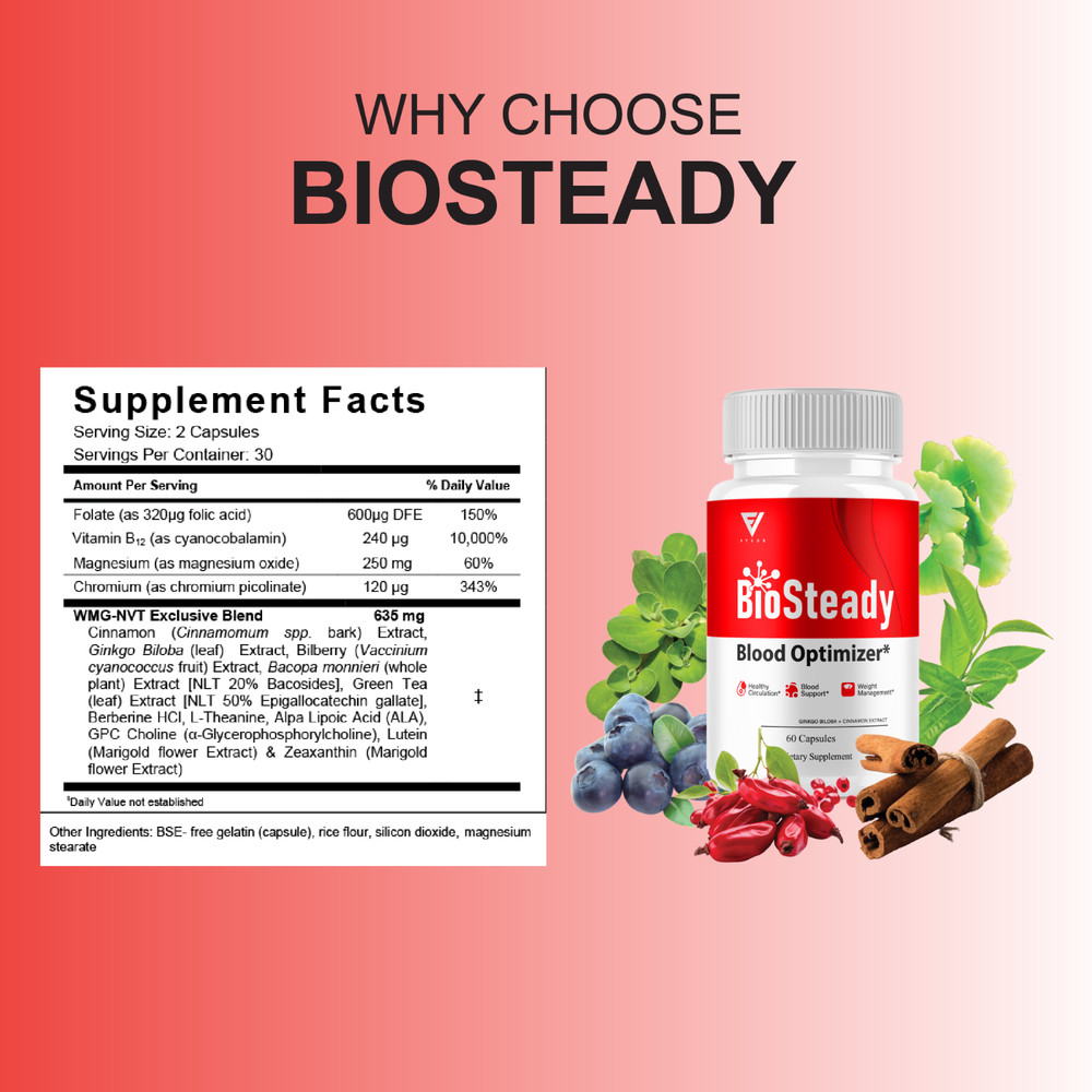 BioSteady Blood Optimizer, Bio Steady Advanced Formula (60 Capsules)